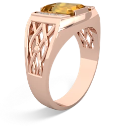 Citrine Men's Vine 14K Rose Gold ring R0490