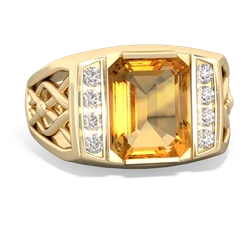 Citrine Men's Vine 14K Yellow Gold ring R0490