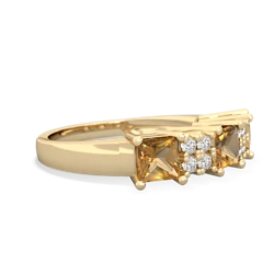 Citrine Three Stone Diamond Cluster 14K Yellow Gold ring R2592