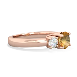 Citrine Diamond Three Stone Round Trellis 14K Rose Gold ring R4018