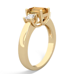 Citrine Diamond Three Stone Emerald-Cut Trellis 14K Yellow Gold ring R4021