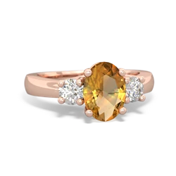 Citrine Diamond Three Stone Oval Trellis 14K Rose Gold ring R4024