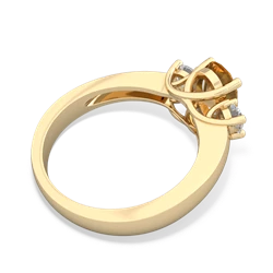 Citrine Diamond Three Stone Oval Trellis 14K Yellow Gold ring R4024