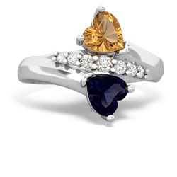 Citrine Heart To Heart 14K White Gold ring R2064