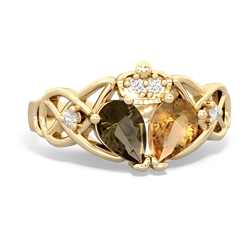 Citrine 'One Heart' Celtic Knot Claddagh 14K Yellow Gold ring R5322