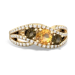 Citrine Three Stone Aurora 14K Yellow Gold ring R3080