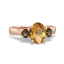 Citrine Three Stone Oval Trellis 14K Rose Gold ring R4024