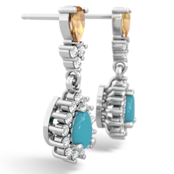 Citrine Halo Pear Dangle 14K White Gold earrings E1882