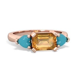 Citrine Three Stone 14K Rose Gold ring R5235