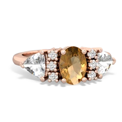 Citrine Antique Style Three Stone 14K Rose Gold ring R2186