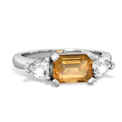 Citrine Three Stone 14K White Gold ring R5235