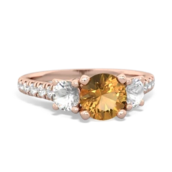 Citrine Pave Trellis 14K Rose Gold ring R5500