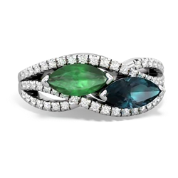Emerald Diamond Rivers 14K White Gold ring R3070