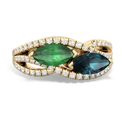 Emerald Diamond Rivers 14K Yellow Gold ring R3070