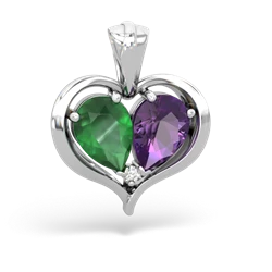 Emerald Two Become One 14K White Gold pendant P5330