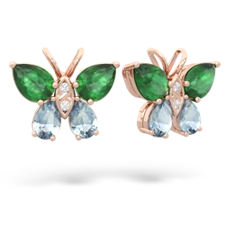 Emerald Butterfly 14K Rose Gold earrings E2215