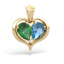 Emerald Two Become One 14K Yellow Gold pendant P5330