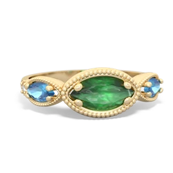 Emerald Milgrain Marquise 14K Yellow Gold ring R5700