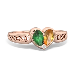 Emerald Filligree 'One Heart' 14K Rose Gold ring R5070