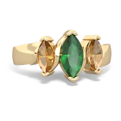 Emerald Three Peeks 14K Yellow Gold ring R2433