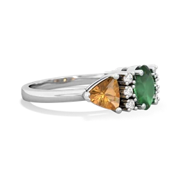 Emerald Antique Style Three Stone 14K White Gold ring R2186