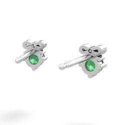Emerald Diamond Bows 14K White Gold earrings E7002