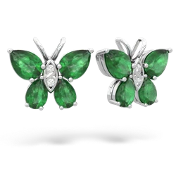 Emerald Butterfly 14K White Gold earrings E2215
