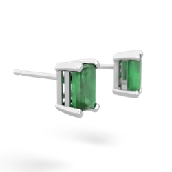 Emerald 6X4mm Emerald-Cut Stud 14K White Gold earrings E1855