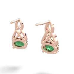 Emerald Celtic Trinity Knot 14K Rose Gold earrings E2389