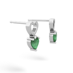 Emerald Four Hearts 14K White Gold earrings E2558