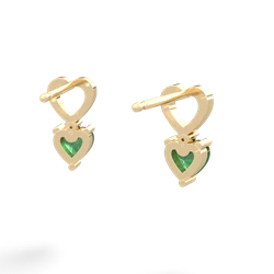 Emerald Four Hearts 14K Yellow Gold earrings E2558