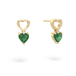 Emerald Four Hearts 14K Yellow Gold earrings E2558