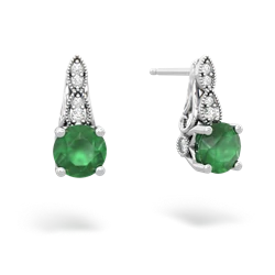 Emerald Antique Elegance 14K White Gold earrings E3100