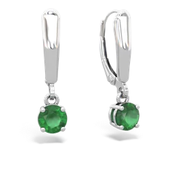 Emerald 5Mm Round Lever Back 14K White Gold earrings E2785