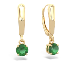 Emerald 5Mm Round Lever Back 14K Yellow Gold earrings E2785