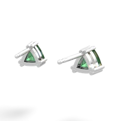 Emerald 5Mm Trillion Stud 14K White Gold earrings E1858