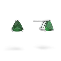 Emerald 5Mm Trillion Stud 14K White Gold earrings E1858