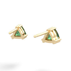 Emerald 5Mm Trillion Stud 14K Yellow Gold earrings E1858