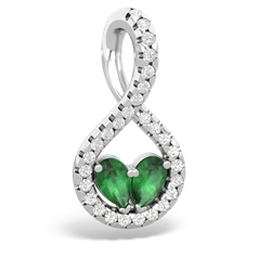 Emerald Pave Twist 'One Heart' 14K White Gold pendant P5360