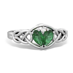 Emerald Celtic Love Knot 14K White Gold ring R5420