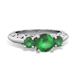 Emerald Art Deco Eternal Embrace Engagement 14K White Gold ring C2003