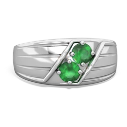 Emerald Men's Streamline 14K White Gold ring R0460
