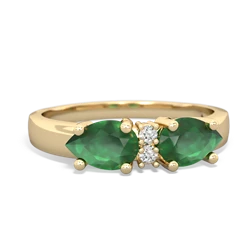 Emerald Pear Bowtie 14K Yellow Gold ring R0865