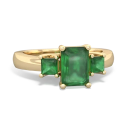 Fire Opal Three Stone Emerald-Cut Trellis 14K Yellow Gold ring R4021