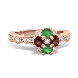 Emerald Sparkling Tiara Cluster 14K Rose Gold ring R26293RD