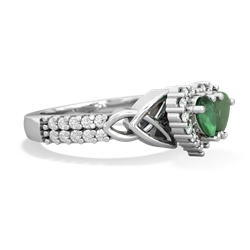 Emerald Celtic Knot Two Hearts As One 14K White Gold ring R2644HRT
