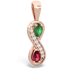 Emerald Diamond Infinity 14K Rose Gold pendant P5390