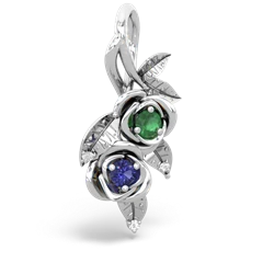 Emerald Rose Vine 14K White Gold pendant P5680