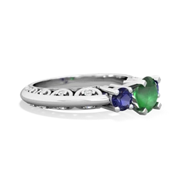 Emerald Art Deco Eternal Embrace Engagement 14K White Gold ring C2003