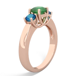 Emerald Three Stone Round Trellis 14K Rose Gold ring R4018